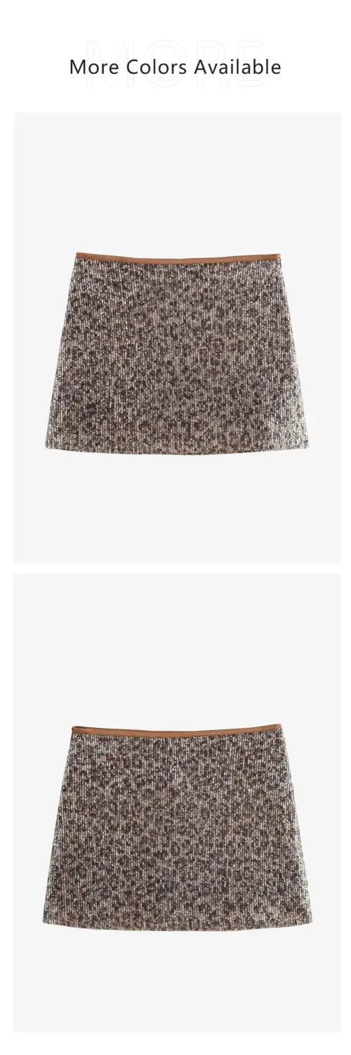 Women’s Slim Fit Sequin Inlaid High Waisted Mini Skirt