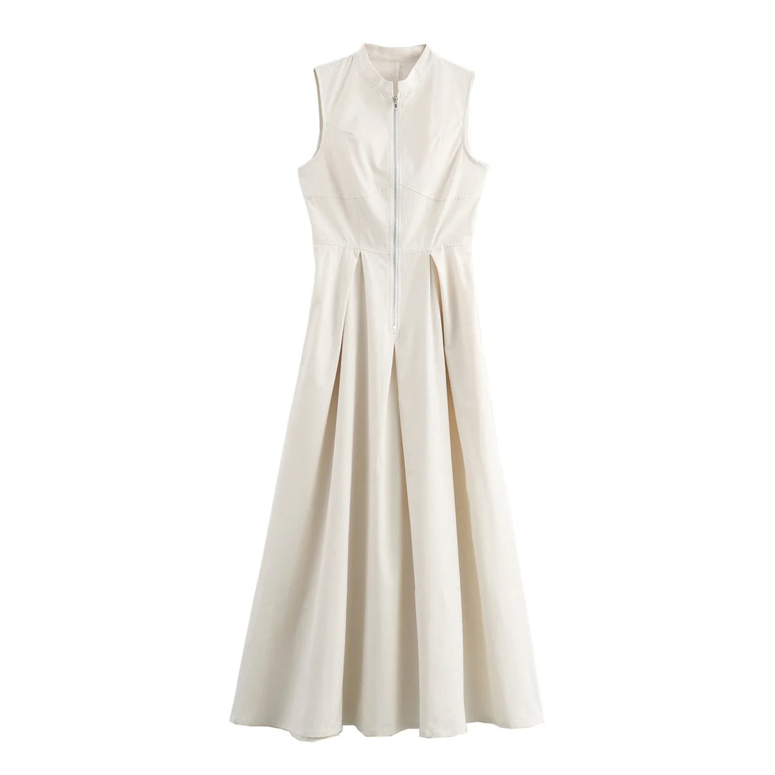 Women Fashion Round Collar Sleeveless Pleated Slim Elegant Dress - Norellé