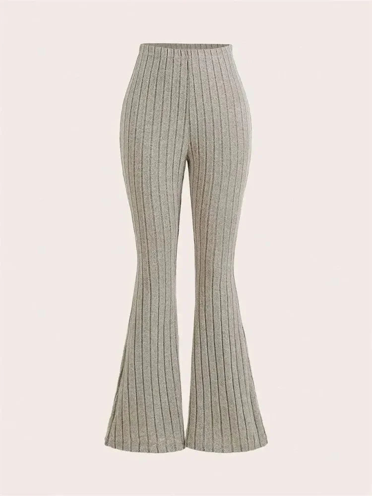 Women’s Solid Color Ribbed Flared Leggings