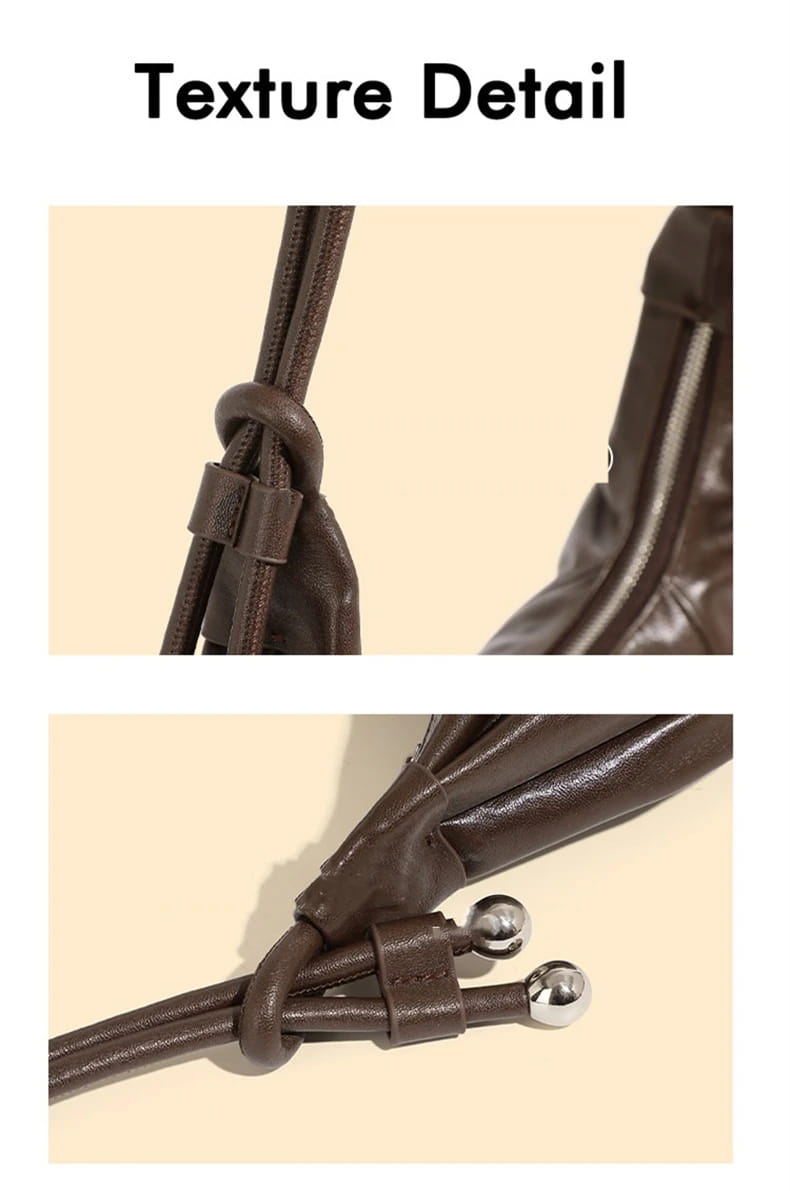 Cowhide Genuine Leather Half Moon Shoulder Bag