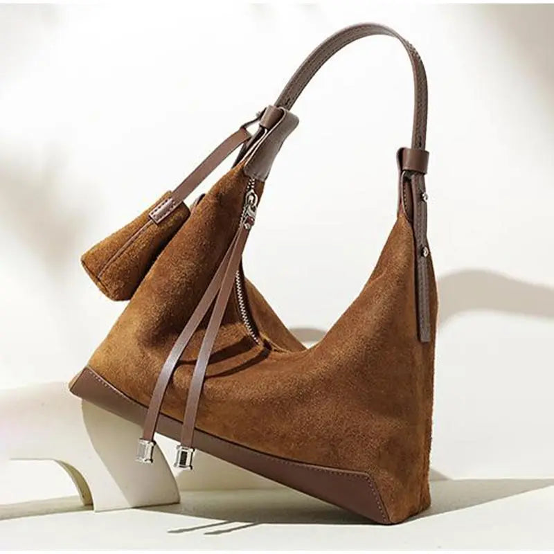 Simple Suede Leather Dumpling Bag