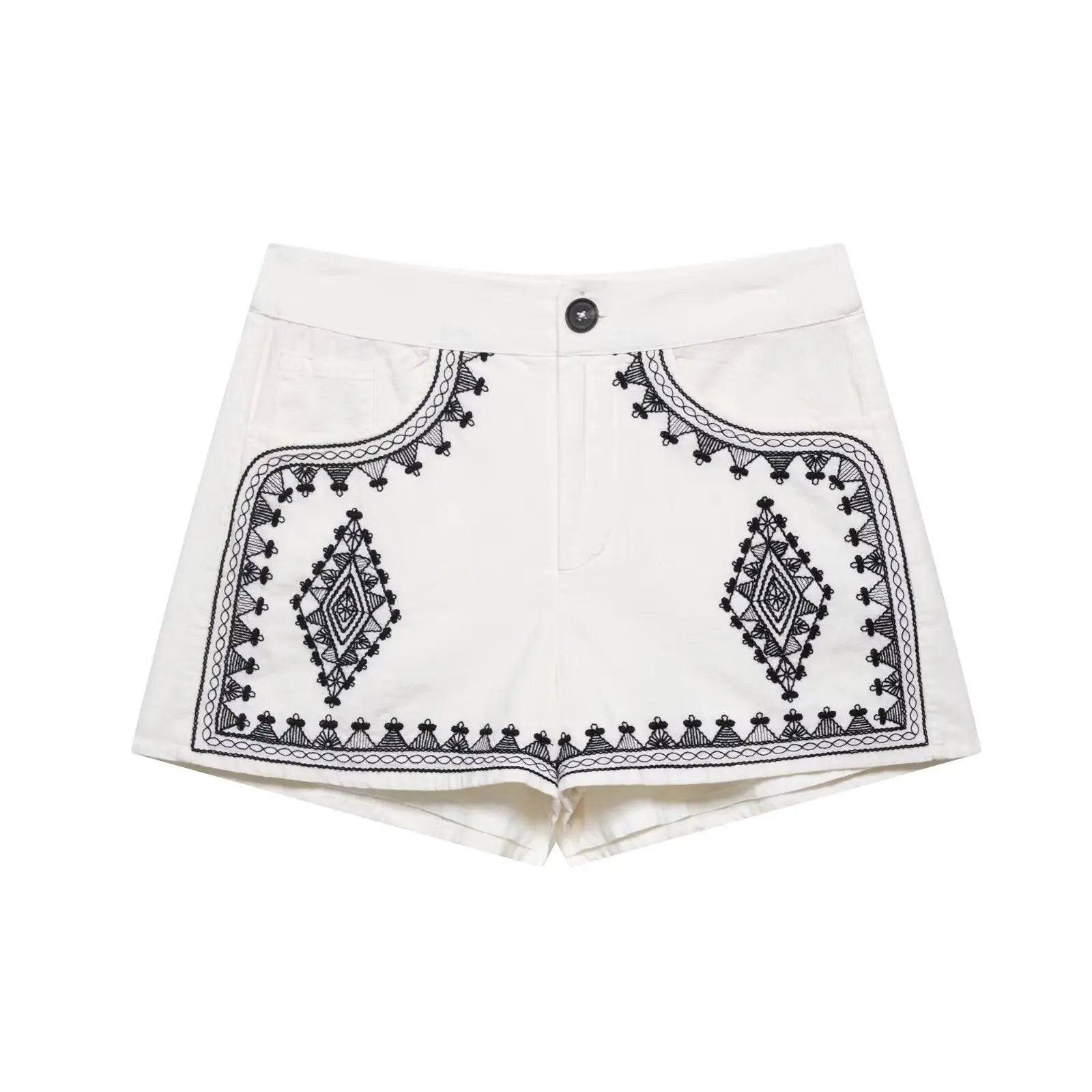 Women’s Casual Embroidered V-neck Vest With Wide-leg Shorts