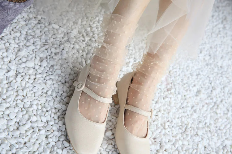 Dot Lace Socks Women Transparent Mesh Ankle