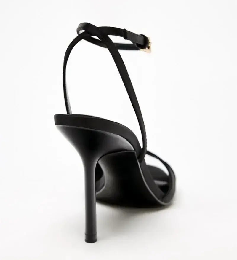Satin High Heels Women Ankle Strap