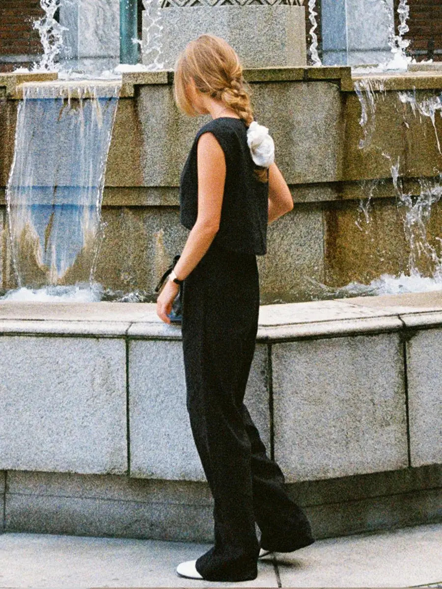 Cotton Linen Vest Pants Set Women