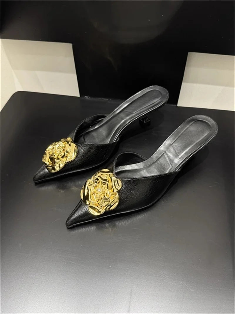 Women Flats Slippers Pointed Toe Elegant Mules