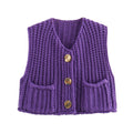 Crop Sweater Women Vest Solid Loose Casual Sweater Vest - Norellé
