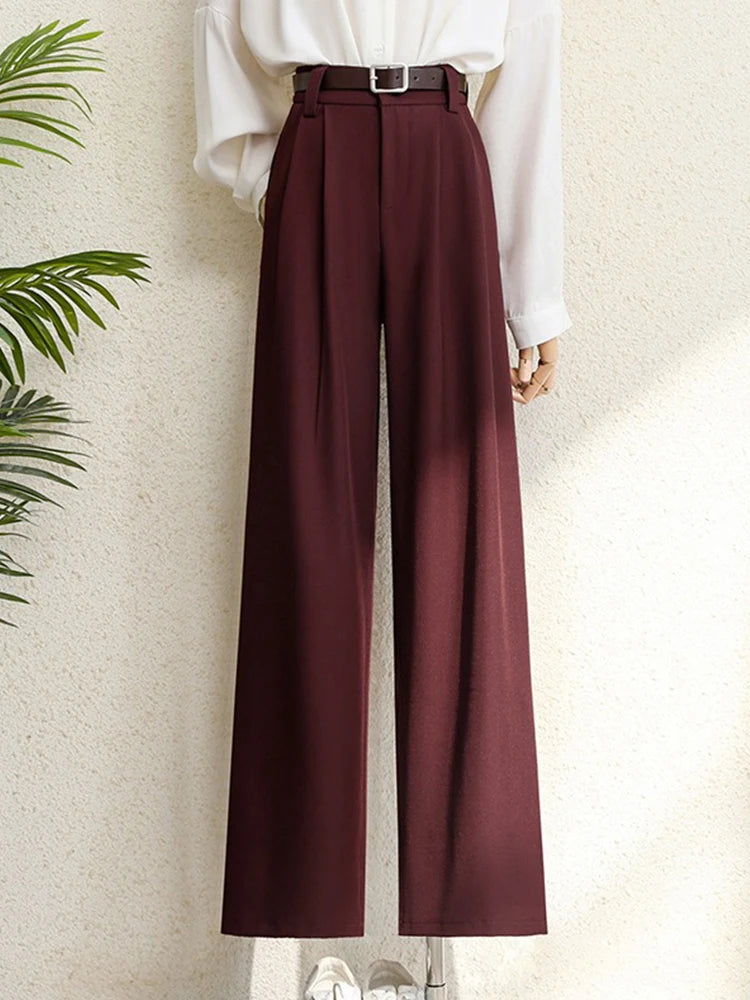 Burgundy Suits Pants for Women Office Lady Elegant - Norellé