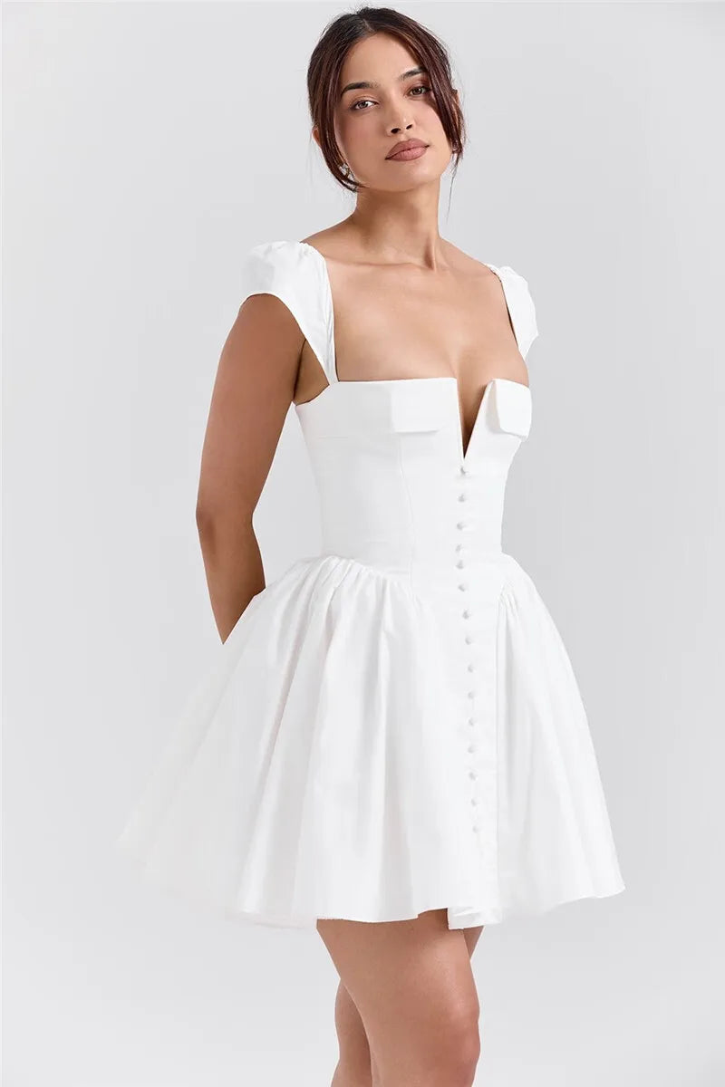 White Backless Mini Dress For Women