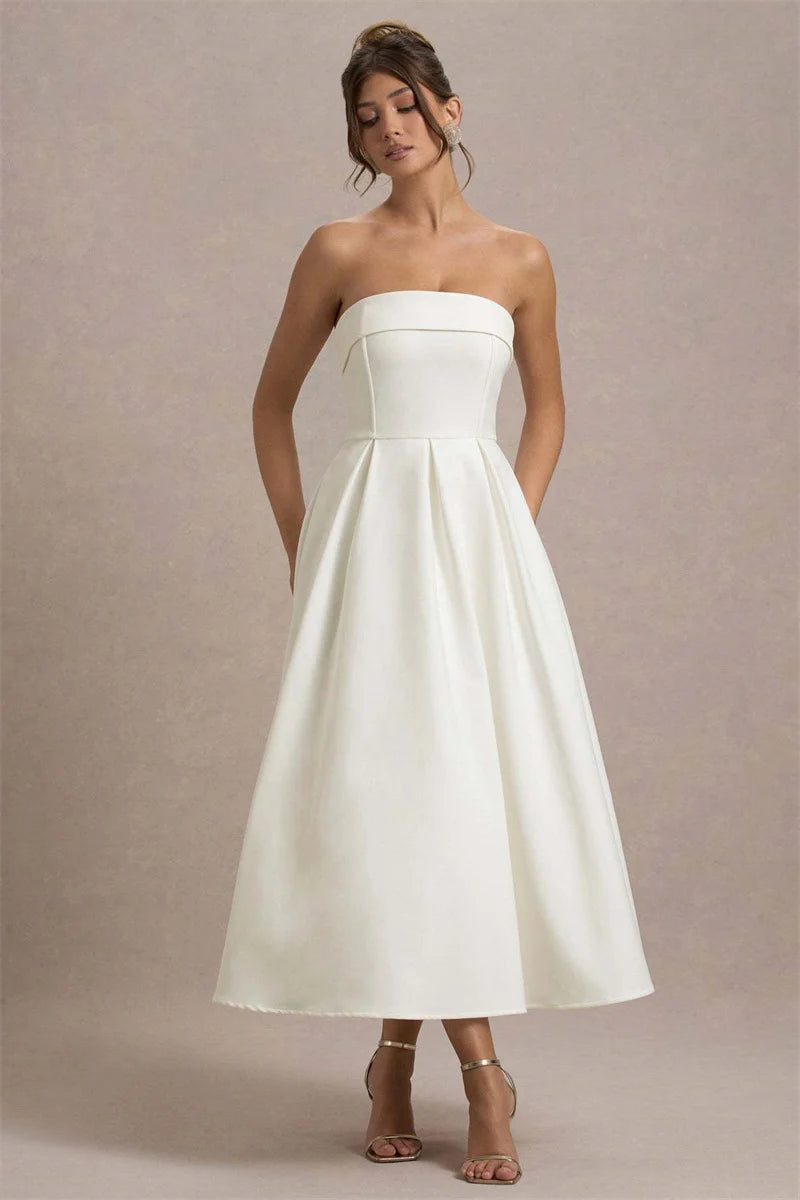 Off-shoulder Strapless Midi Dress Women