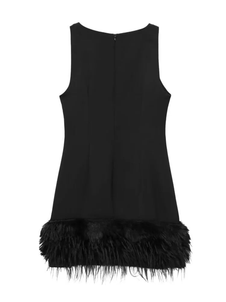 Elegant Women Feathers Mini Dress - Norellé