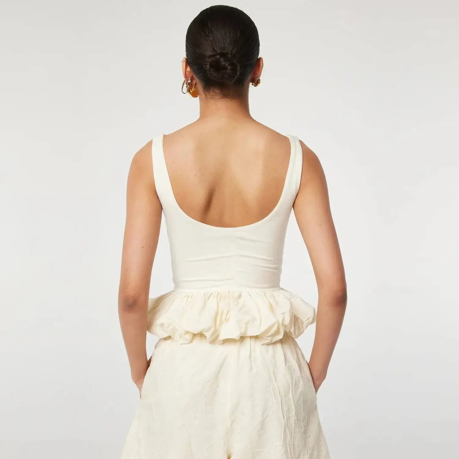 Black Ruffled Patchwork Tank Top