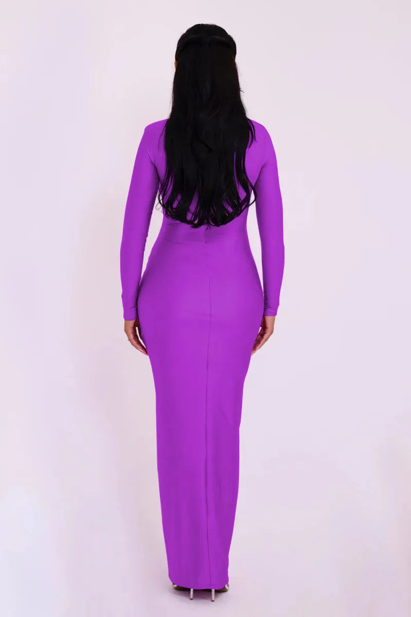 Elegant Hollow Out Long Sleeve Maxi Dress For Women