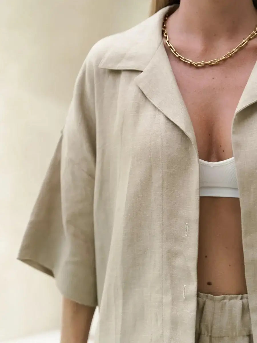 Cotton Short Sleeved Pants 2-piece Set Women’s