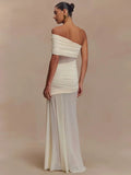 One Shoulder Mesh Maxi Dress Women Off-shoulder Strapless Sleeveless Backless - Norellé
