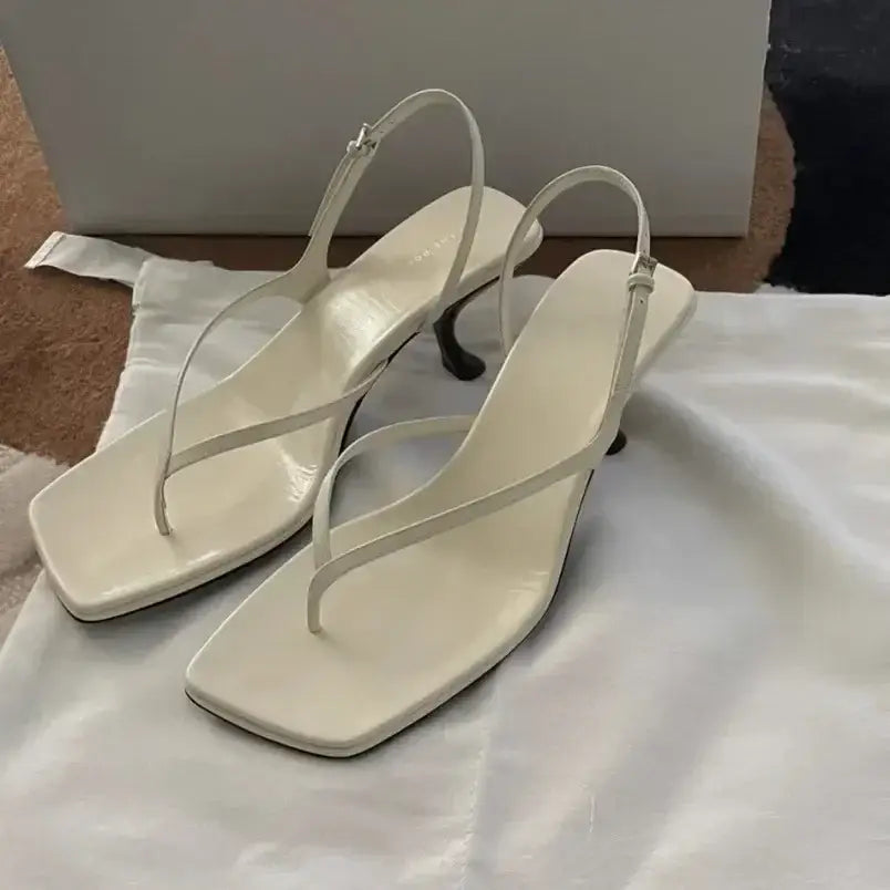 Retro Square Toe Clip Sandals