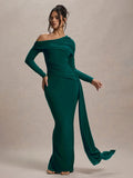 Skew Collar Long Sleeve Maxi Dress For Women - Norellé