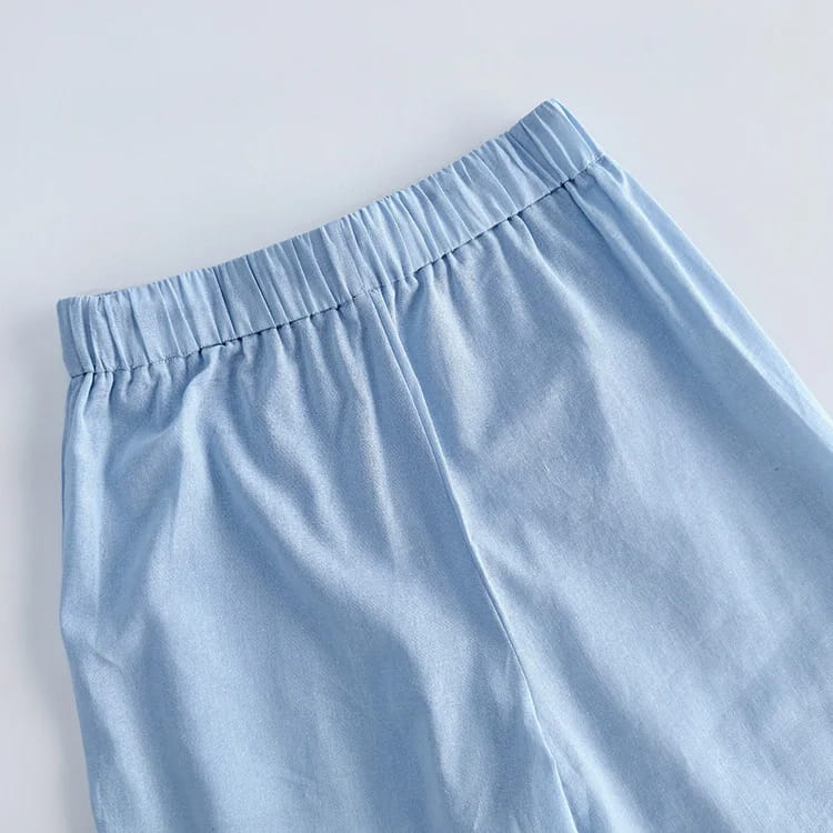 Women Pant Set Suits Cotton Solid Outfits V-neck