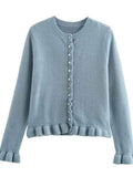 Women's Leisure Comfort Stacked Decoration Knitted Cardigan