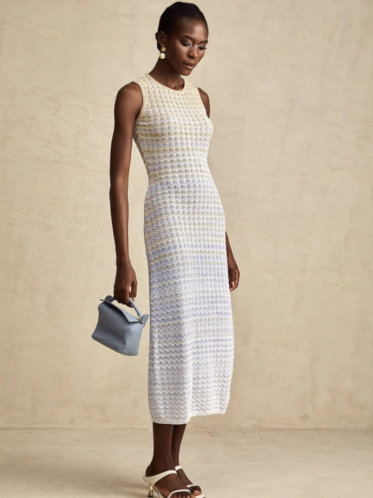 Women Knitted Dress Slim Sleeveless