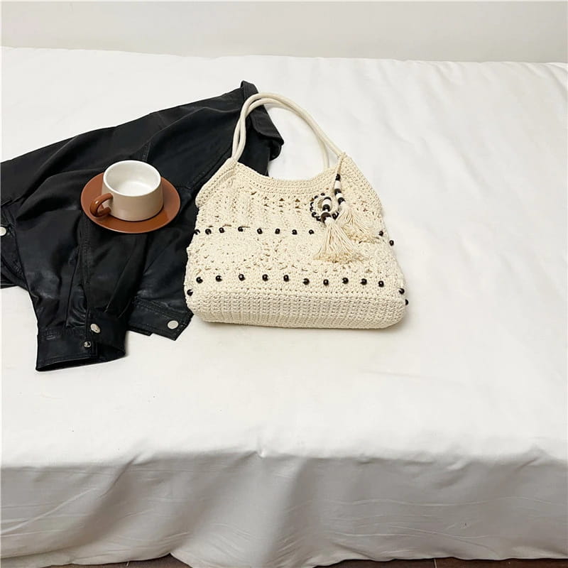 Weave Handbag Large Capacity Shoulder Bag Hollow out Tote