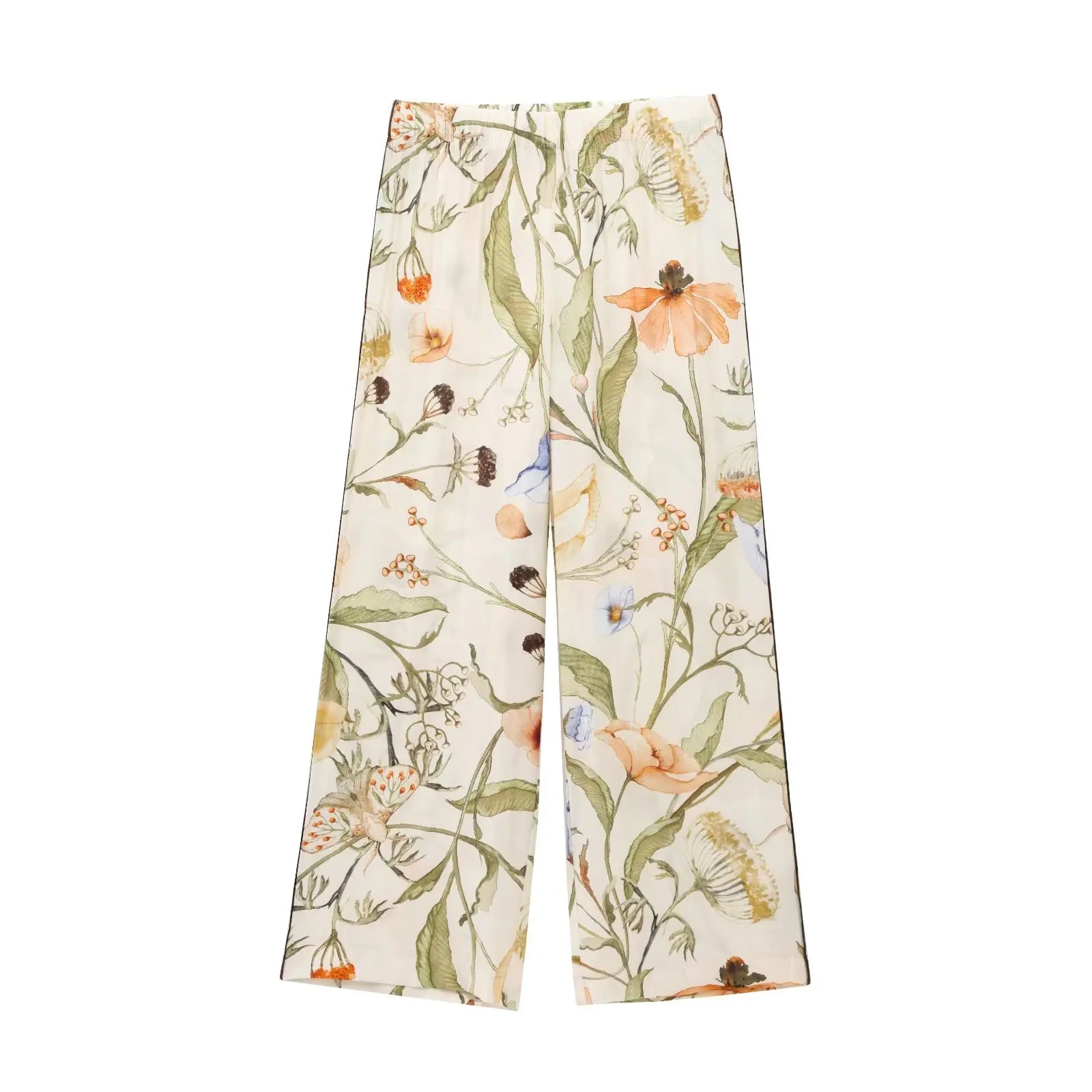 Women’s Floral Pattern Shirt With Rolled Edge Design Long Pants