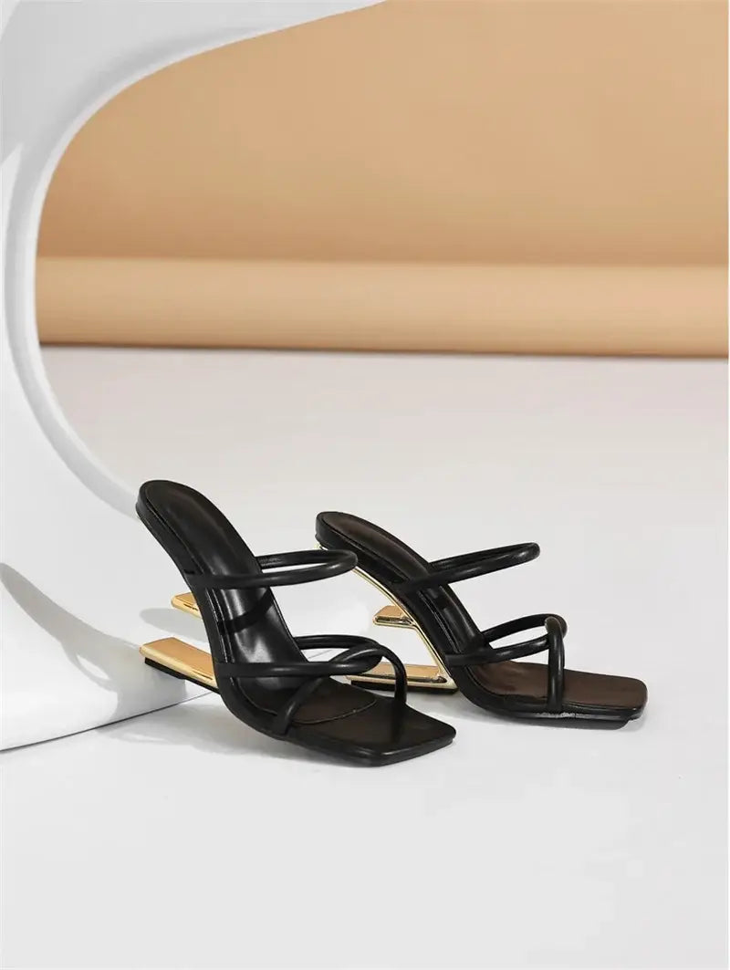 Metal Fretwork Wedges Slippers Women