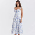 Summer Spaghetti Strap Midi Dress Elegant Long Lace Up - Norellé
