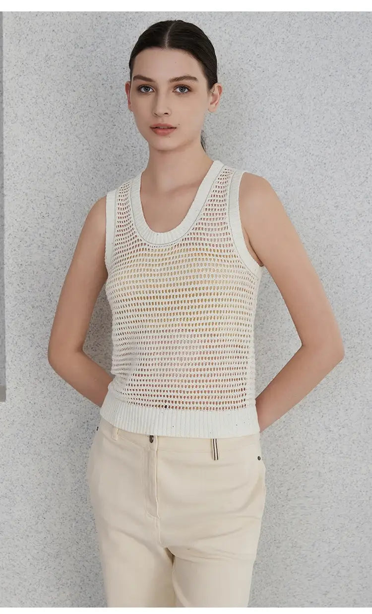 Hollow Linen Knitted Tank Top