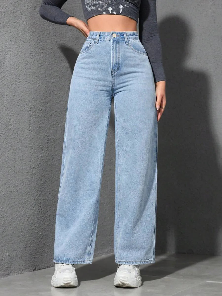 Wide Leg Pants Jeans Women Vintage Denims High Waist