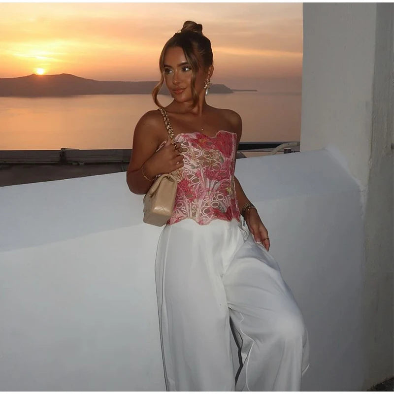 Hollow Out Women Sleeveless Backless Bandage Pleated Top