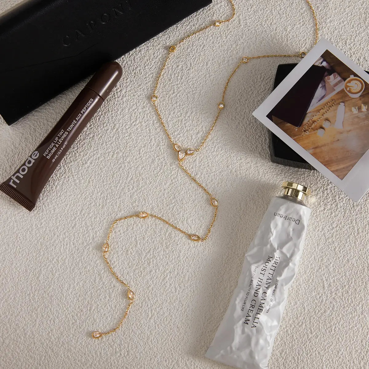 Stainless Steel Water Droplet Shaped White Zircon Y-shaped Chain