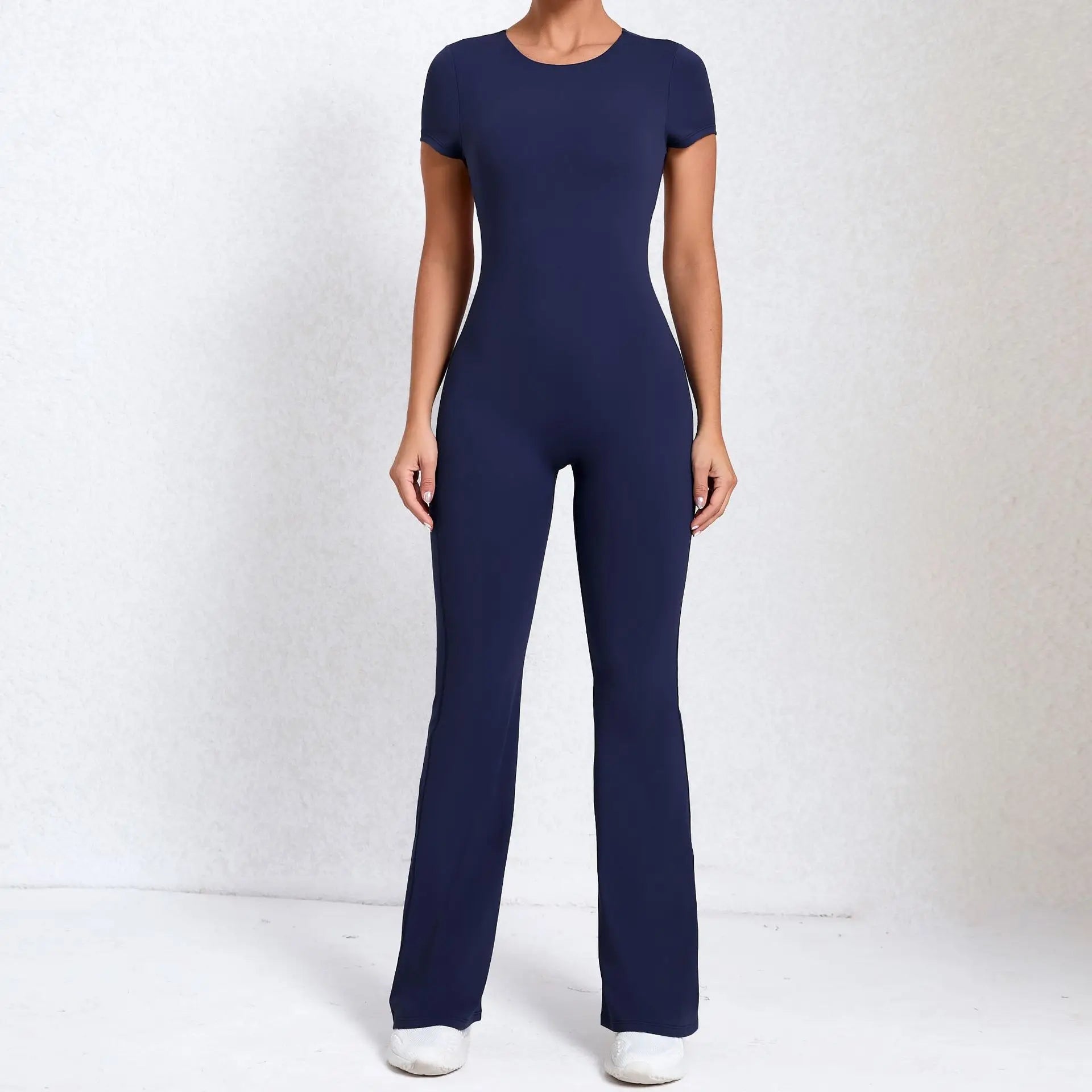 Women Sports Flared Pants Fitness Rompers Stretch Workout Bodysuits Jumpsuit