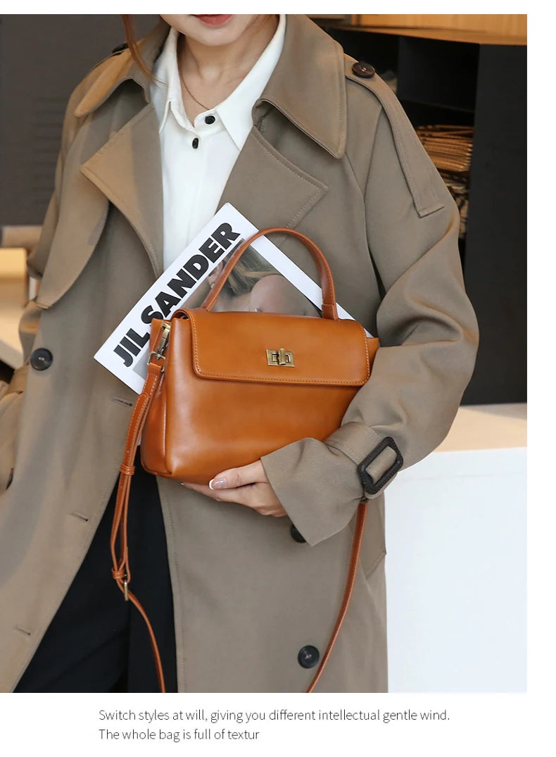 Women Cowhide Genuine Leather Tote Bag