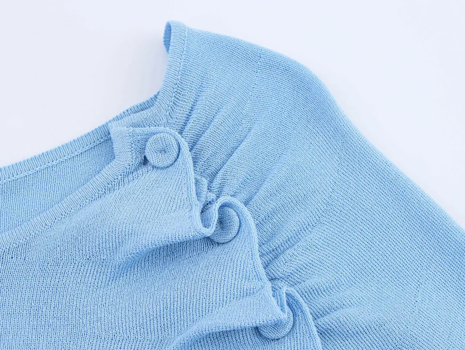 Women Pleated Knitted Pullover Slim-fit Round Neck Long Sleeve Simple Sweater