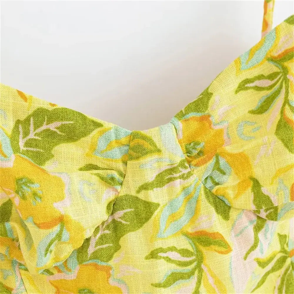 Women’s Strap Fashion Printed Short Top High Waist Long Half Skirt Set