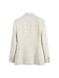 Women Fashion Tweed Double Breasted Blazer