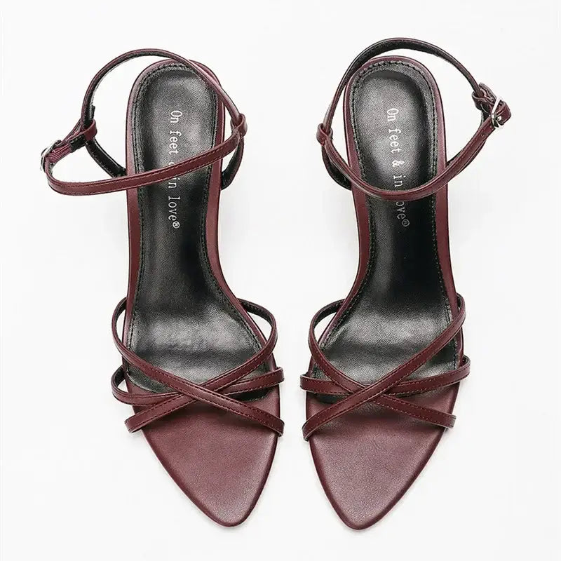 Fashion Square Toe Ankle Strap Buckle Slide Sandals