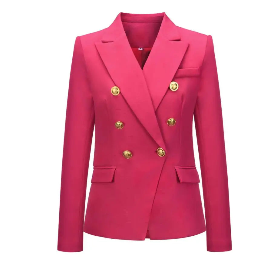 Casual Long Sleeve Turn-down Collar Double Breasted Jacket For Women