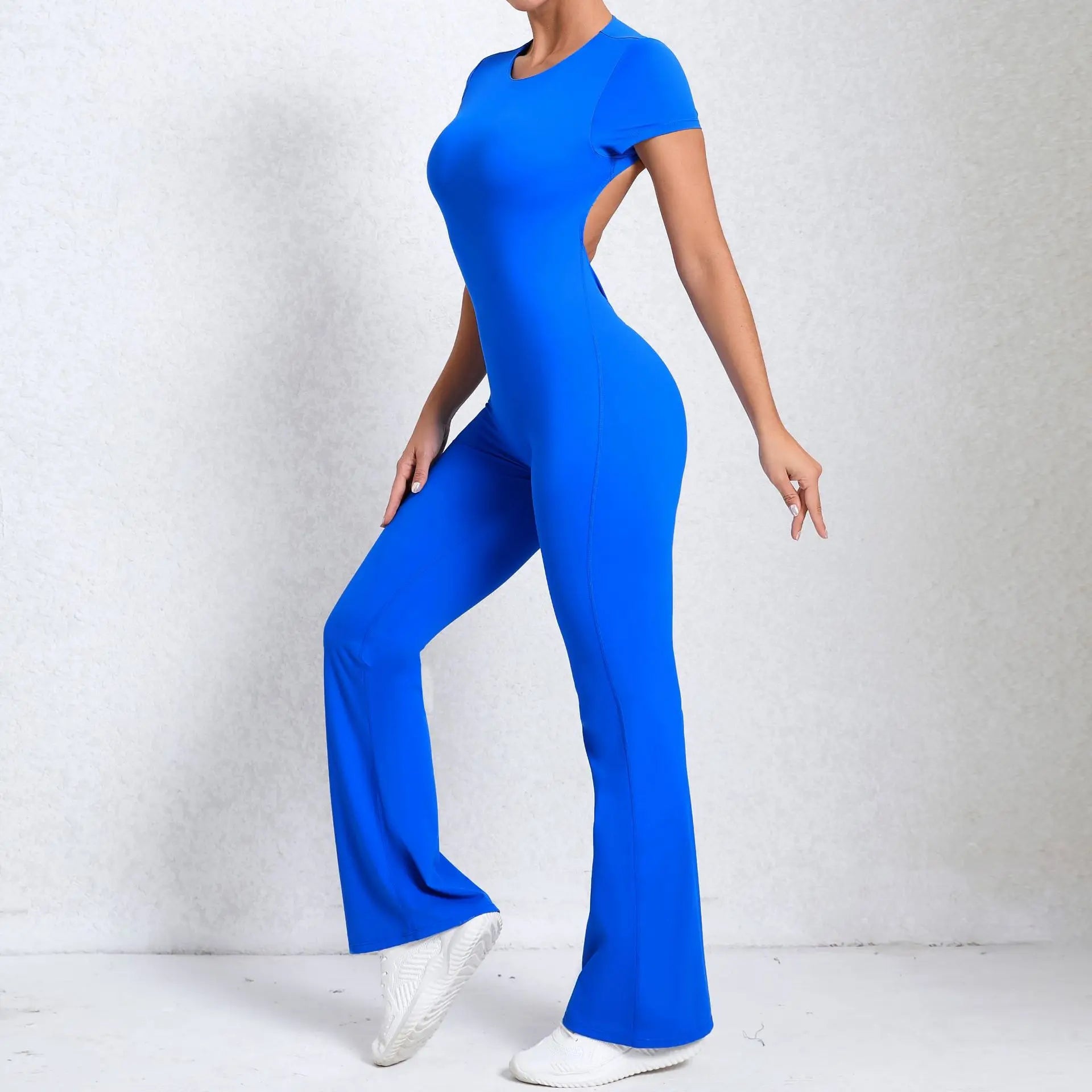 Women Sports Flared Pants Fitness Rompers Stretch Workout Bodysuits Jumpsuit