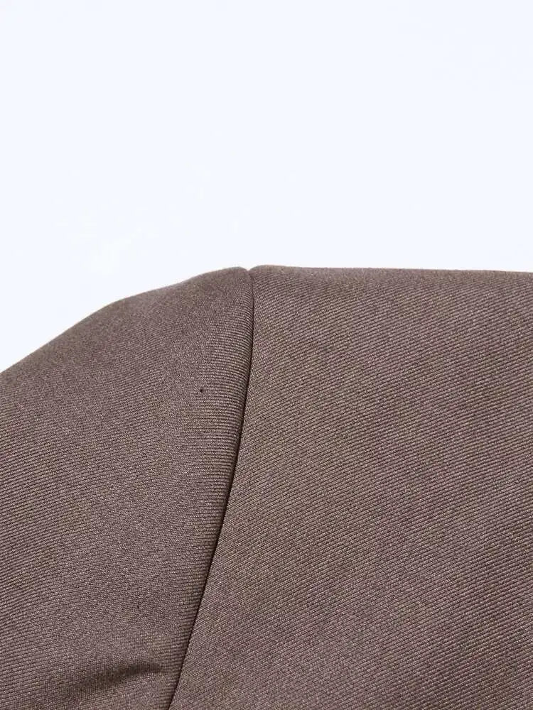 Solid Temperament Jacket Spliced Belt Blazer Women