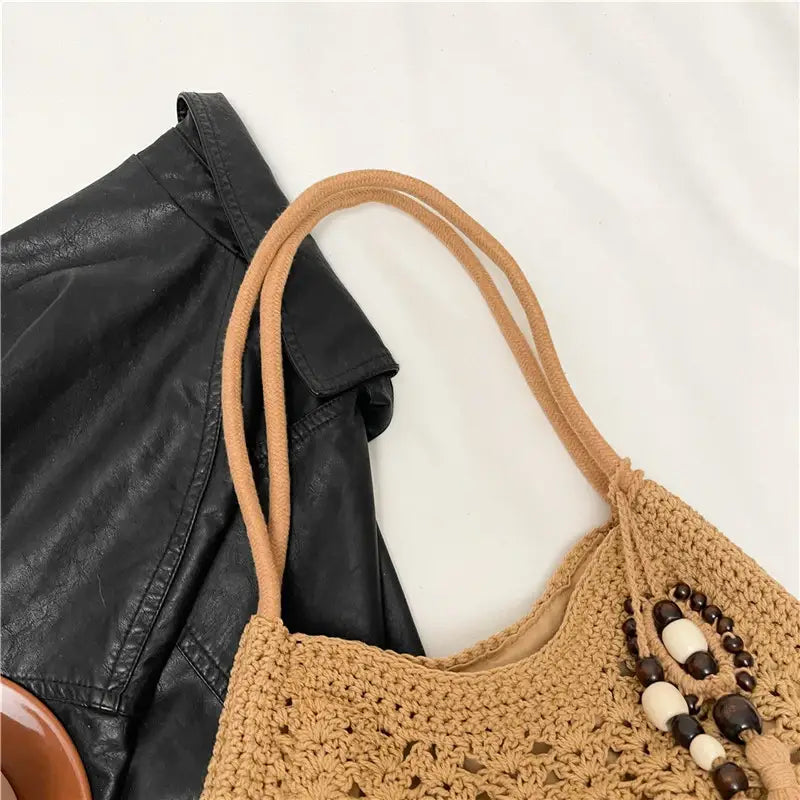 Weave Handbag Large Capacity Shoulder Bag Hollow out Tote