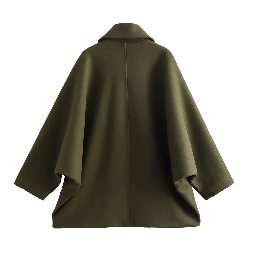 Women’s Oblique Button Loose Batwing Sleeve Jacket