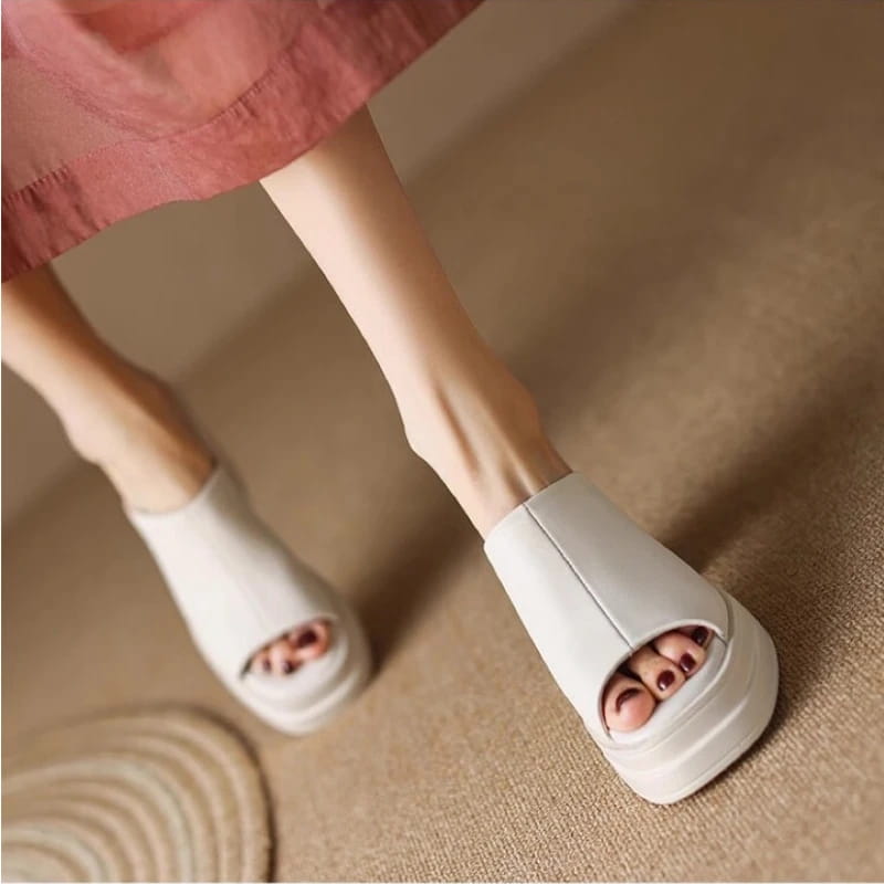 Women’s Slippers High Heels Thick Bottom Round Head Open Toe Sandals
