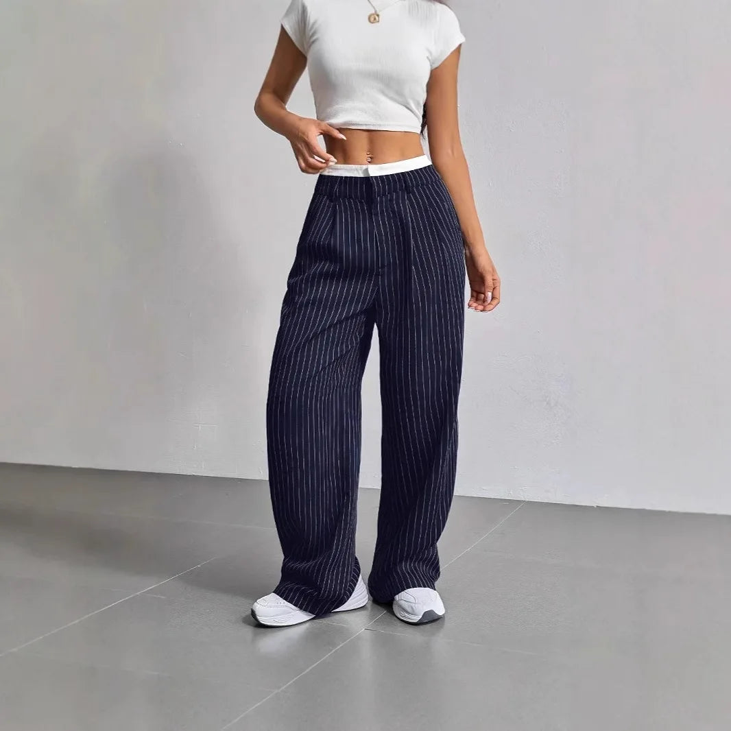 Women Stripes Printed Full Length Pants