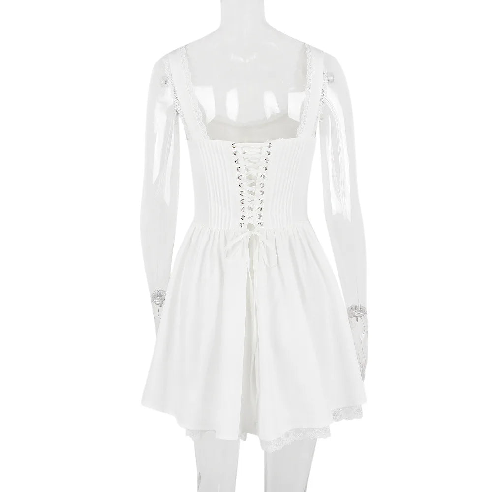 Elegant Spaghetti Strap Backless Mini Dress For Women