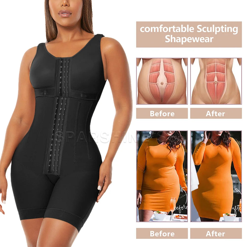High Compression With Bones Shapewear Post-operative Waist Trainer