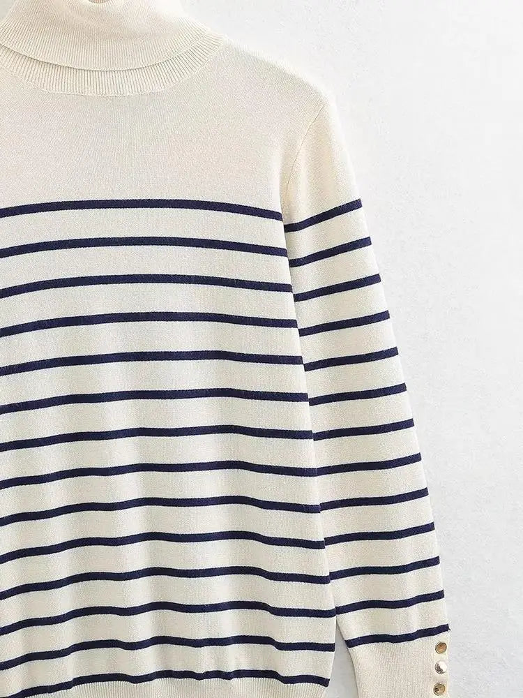 Women’s Cropped Basic Turtleneck Sweater Long Sleeves with Buttons