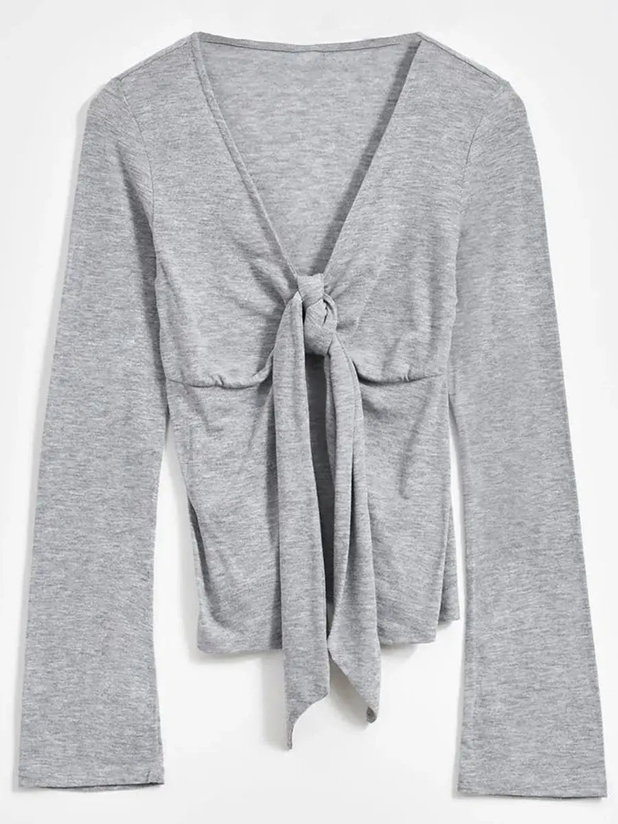 Women Tie Up Shirts Long Sleeve