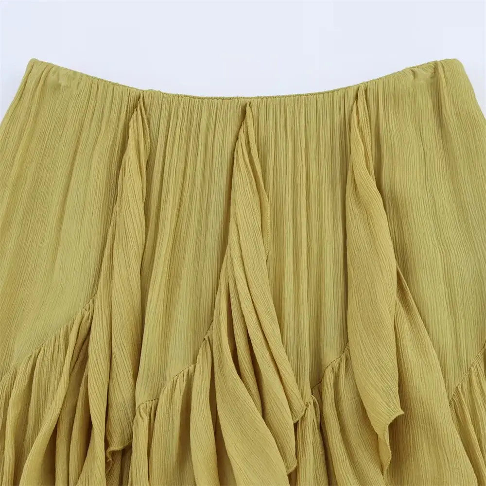 Women’s Splicing Irregular Versatile Solid Color Temperament Half Skirt
